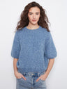 Charlie B Women's Elbow Sleeve Balloon Shape Sweater - Heather Denim