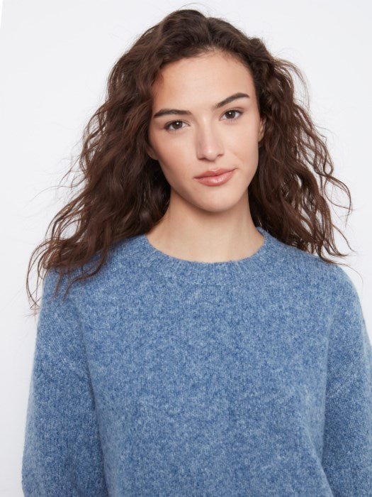 Charlie B Women's Elbow Sleeve Balloon Shape Sweater - Heather Denim