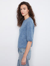 Charlie B Women's Elbow Sleeve Balloon Shape Sweater - Heather Denim