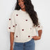 Charlie B Women's Embroidery Hearts Balloon Shape Sweater - Heather Oat