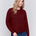 Charlie B Women's Fishnet Sleeve Sweater - Cabernet