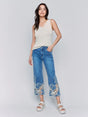 Charlie B Women's Flare Leg Pant with Laser Cut Lace - A&M Clothing & Shoes - Westlock