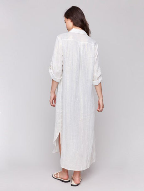 Charlie B Women's Foil Linen Tunic Dress - Champagne