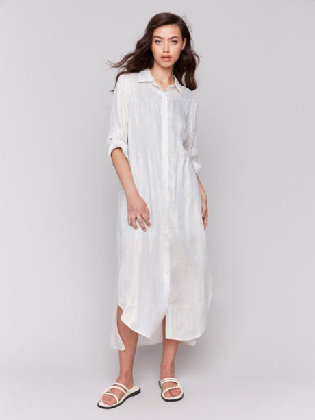 Charlie B Women's Foil Linen Tunic Dress - Champagne