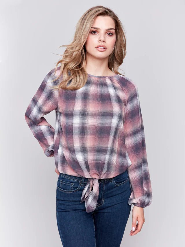 Charlie B Women's Front Tie Blouse - A&M Clothing & Shoes - Westlock