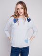 Charlie B Women's Heart Patch Sweater - A&M Clothing & Shoes - Westlock