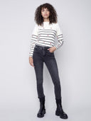 Charlie B Women's Jeans With Folded Hem - Charcoal