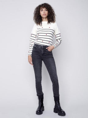 Charlie B Women's Jeans With Folded Hem - Charcoal