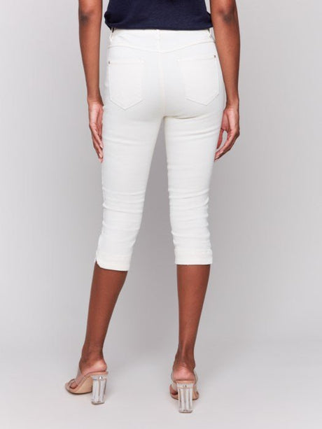 Charlie B Women's Knee High Capri Twill Pants - Natural
