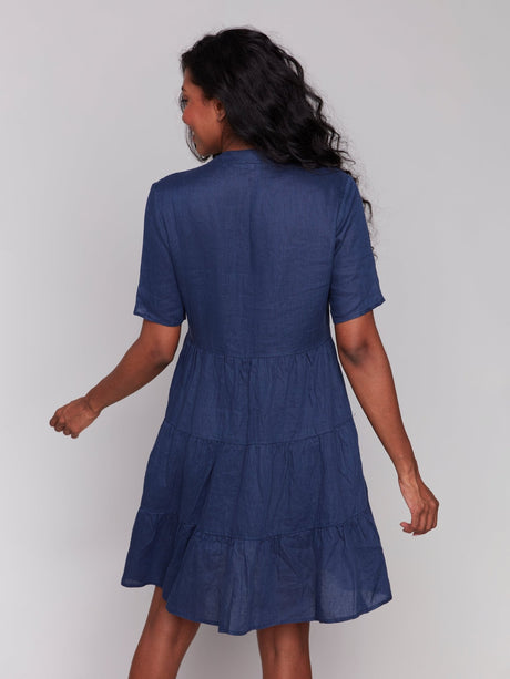 Charlie B Women's Linen Blend Dress - Navy