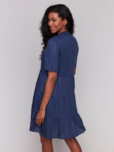 Charlie B Women's Linen Blend Dress - Navy