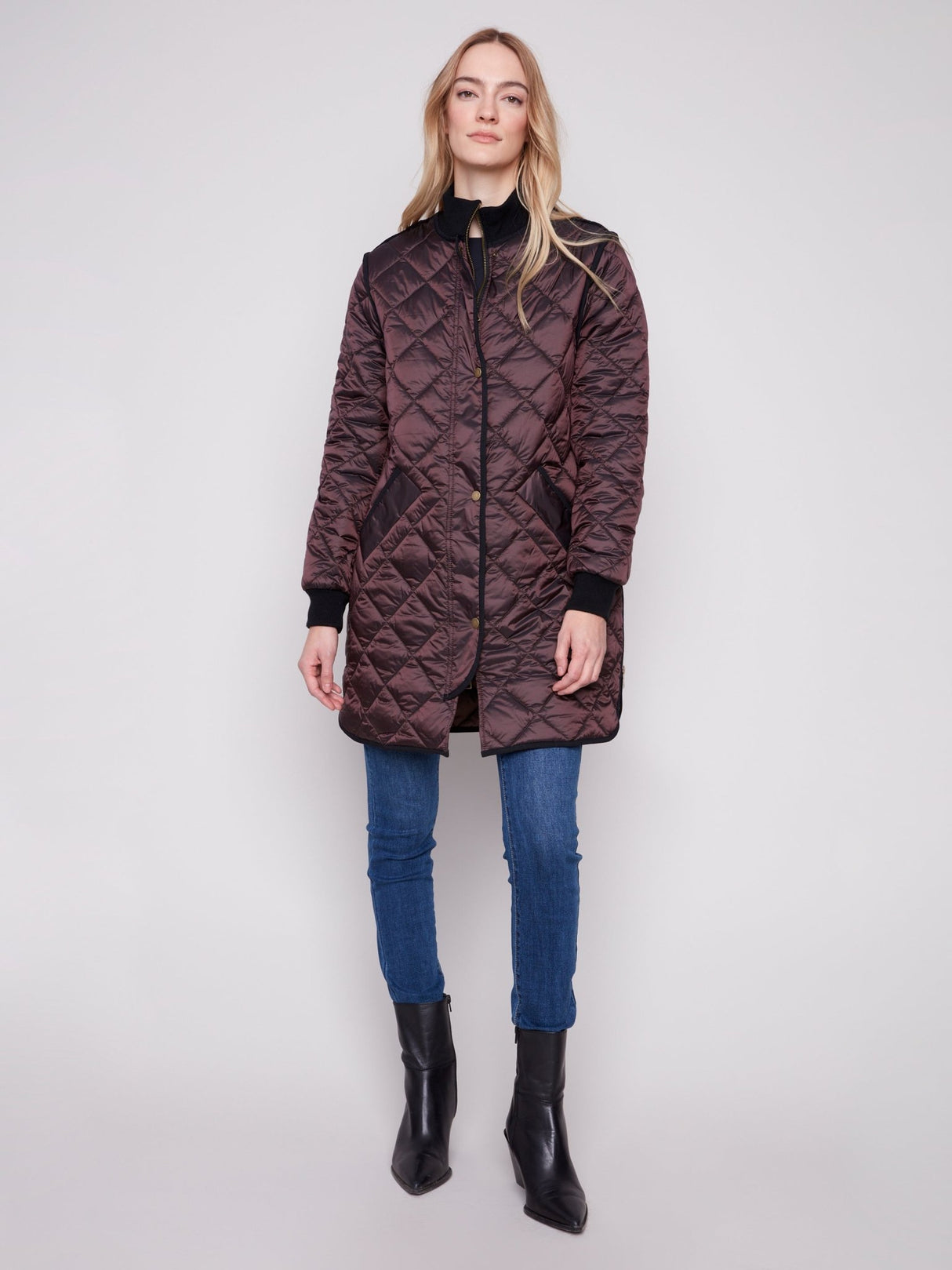 Charlie B Women's Long Quilted Puffer Jacket - A&M Clothing & Shoes - Westlock