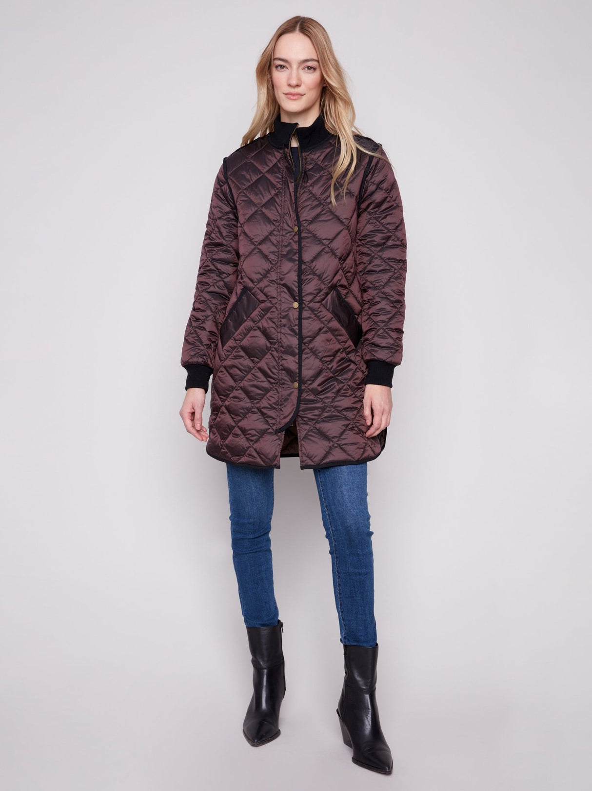 Charlie B Women's Long Quilted Puffer Jacket - A&M Clothing & Shoes - Westlock