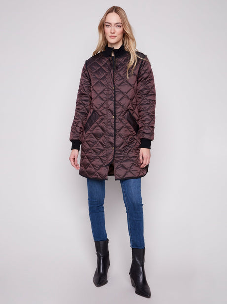 Charlie B Women's Long Quilted Puffer Jacket - A&M Clothing & Shoes - Westlock
