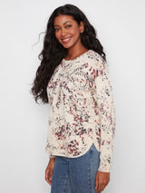 Charlie B Women's Long Sleeve Rounded Hem Crew Sweater - Poetry