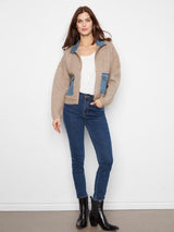 Charlie B Women's Long Sleeve Zipped Sweater Jacket - Heather Sand