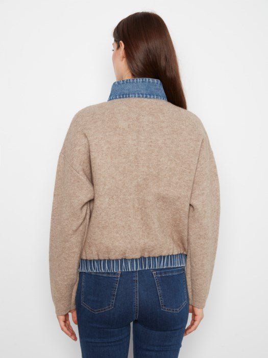 Charlie B Women's Long Sleeve Zipped Sweater Jacket - Heather Sand
