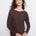 Charlie B Women's LS Drop Shoulder Boat Neck Button Sweater - Heather Coffee