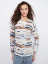 Charlie B Women's LS Drop Shoulder Reversible Crew Sweater - Stream