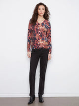 Charlie B Women's LS Drop Shoulder V-Neck Reversible Sweater - Passion