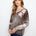 Charlie B Women's LS Drop Shoulder V-Neck Reversible Sweater - Coffee