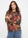Charlie B Women's LS Drop Shoulder Zipper Detail Sweater - Raven