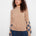 Charlie B Women's Mock Neck Flower Patches Sweater - Truffle
