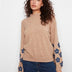 Charlie B Women's Mock Neck Flower Patches Sweater - Truffle
