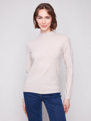 Charlie B Women's Mock Neck Textured Knit Sweater - Oat