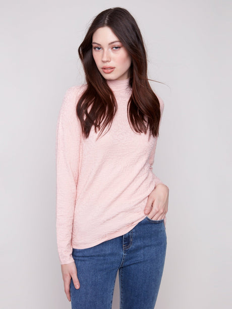Charlie B Women's Mock Neck Textured Knit Sweater - A&M Clothing & Shoes - Westlock