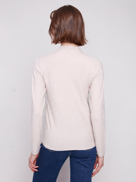 Charlie B Women's Mock Neck Textured Knit Sweater - Oat