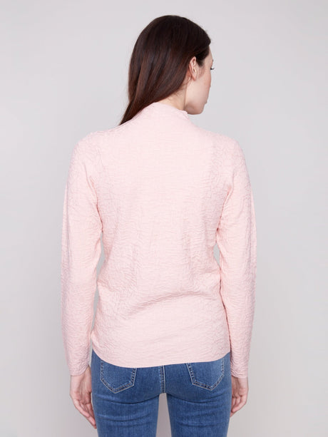 Charlie B Women's Mock Neck Textured Knit Sweater - Ballet