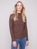 Charlie B Women's Mock Neck Textured Knit Sweater - Mocha