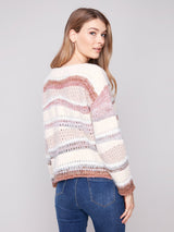 Charlie B Women's Patchwork Knit Drop Shoulder Sweater - A&M Clothing & Shoes Westlock