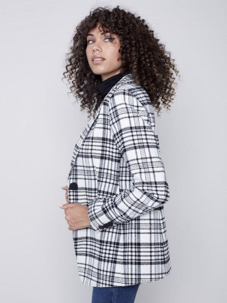 Charlie B Women's Plaid Blazer - Black/Cream
