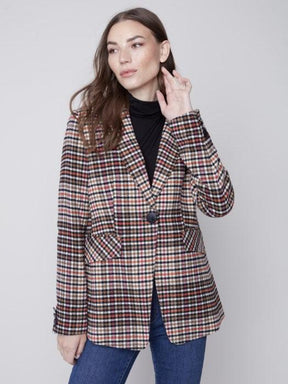 Charlie B Women's Plaid Blazer - Truffle