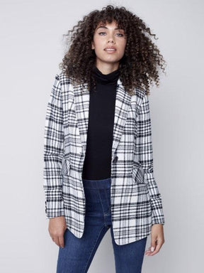Charlie B Women's Plaid Blazer - Black/Cream