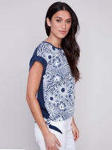 Charlie B Women's Printed Combo Top - A&M Clothing & Shoes