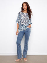 Charlie B Women's Printed Dolman Cotton Blouse - A&M Clothing & Shoes