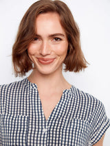 Charlie B Women's Printed Gingham Short Sleeve Blouse - A&M Clothing & Shoes