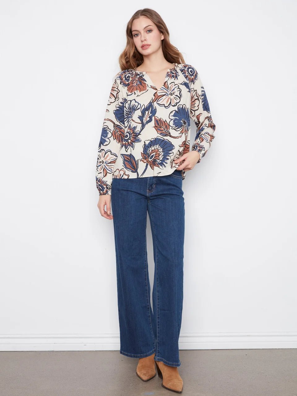 Charlie B Women's Printed Popover Blouse - Fantasy