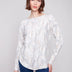 Charlie B Women's Printed Rounded Hem Sweater - A&M Clothing & Shoes - Westlock