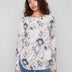 Charlie B Women's Printed Rounded Hem Sweater - A&M Clothing & Shoes - Westlock