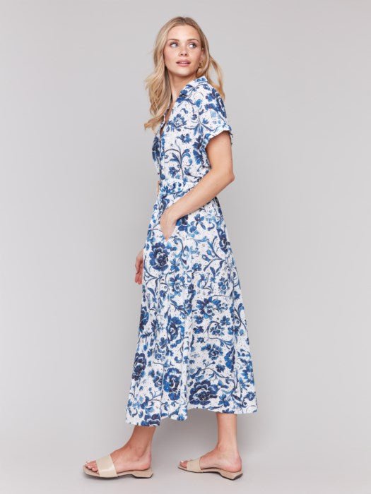 Charlie B Women's Printed Short Sleeve Maxi Dress - A&M Clothing & Shoes - Westlock