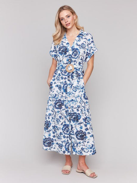 Charlie B Women's Printed Short Sleeve Maxi Dress - A&M Clothing & Shoes - Westlock