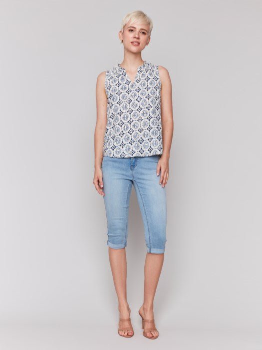 Charlie B Women's Printed Sleeveless Top - A&M Clothing & Shoes - Westlock