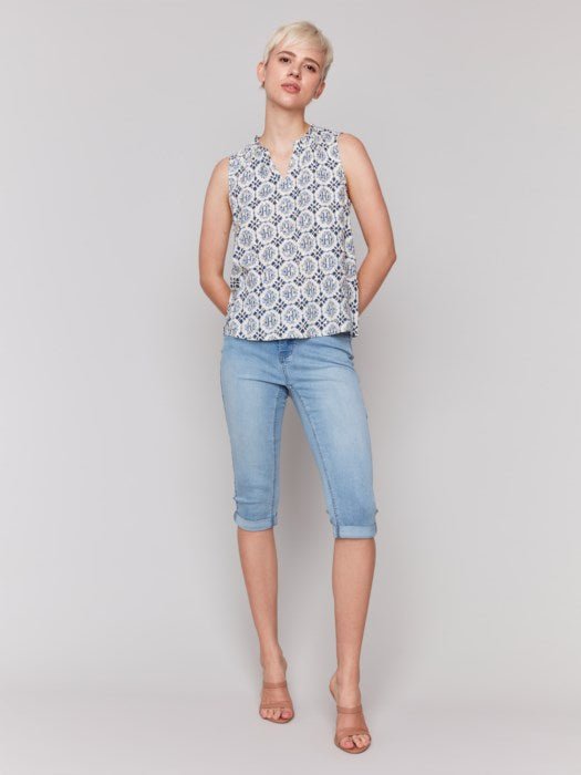 Charlie B Women's Printed Sleeveless Top - A&M Clothing & Shoes - Westlock