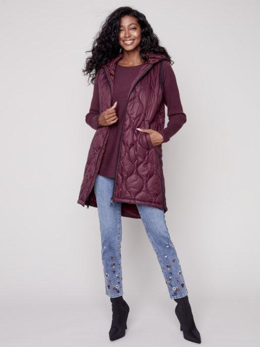 Charlie B Women's Puffer Vest With Hood - A&M Clothing & Shoes