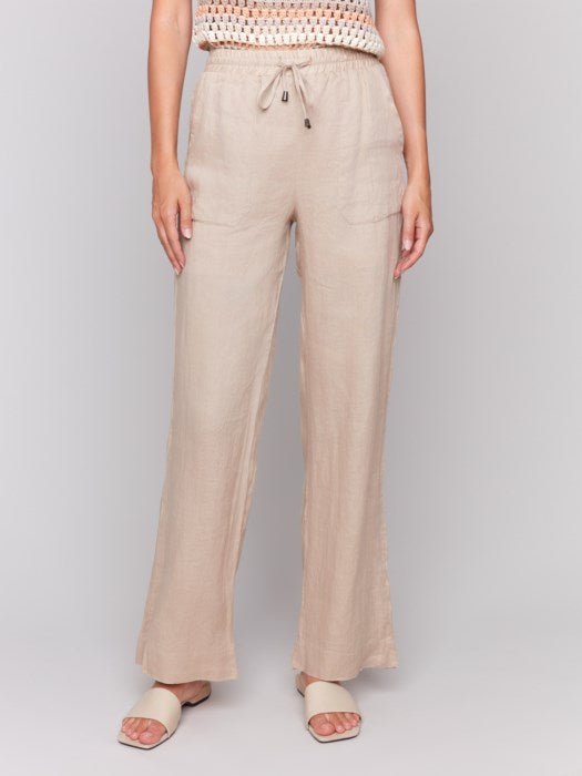 Charlie B Women's Pull On Linen Wide Leg Pant - A&M Clothing & Shoes - Westlock