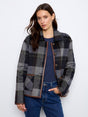 Charlie B Women's Reversible Plaid Leather Binding Jacket - Navy